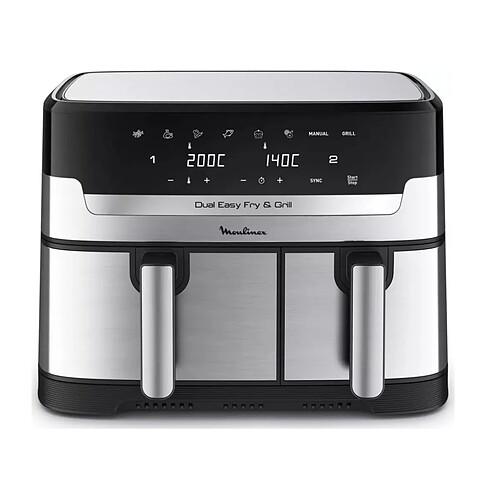 Friteuse sans huile Moulinex Air fryer Dual Easy Fry & Grill Inox 2 tiroirs EZ905D20
