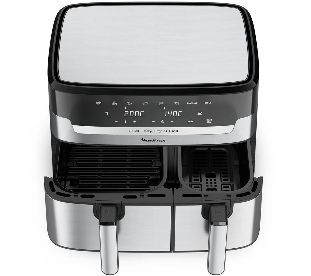 Friteuse sans huile Moulinex Air fryer Dual Easy Fry & Grill Inox 2 tiroirs EZ905D20